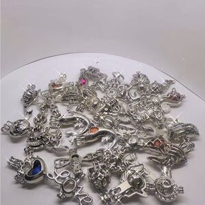 Mystery locket open pendants lot silver